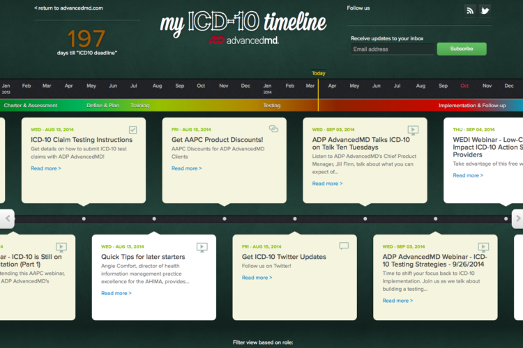 My ICD-10 Timeline readiness portal
